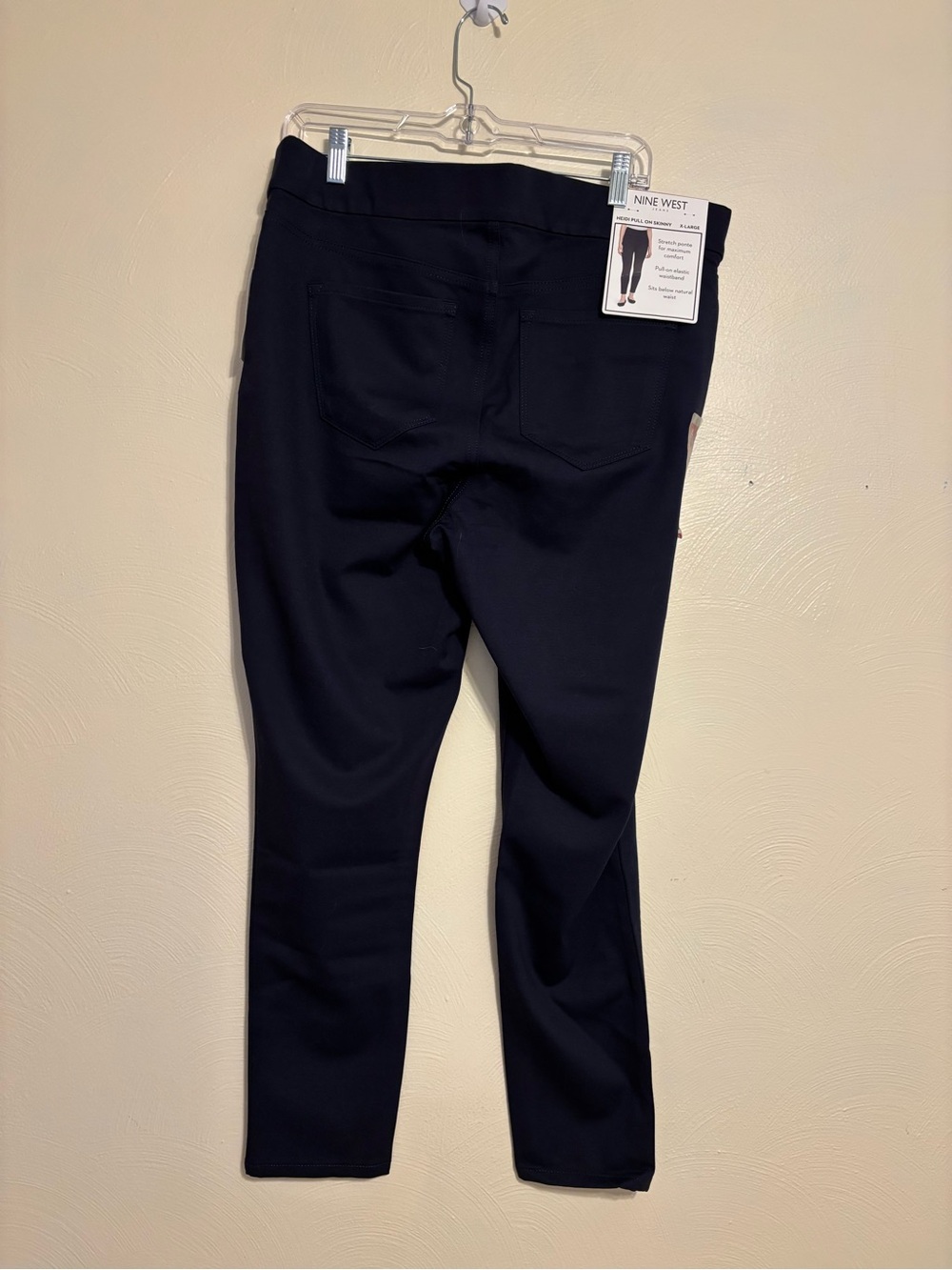๐ Nine West Skinny Pull On Pants Navy Blue Stretch XL NWT - Picture 10 of 11